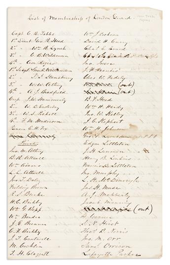 (CIVIL WAR--CONFEDERATE.) Muster roll of Virginias Loudoun Guards from very early in the war.